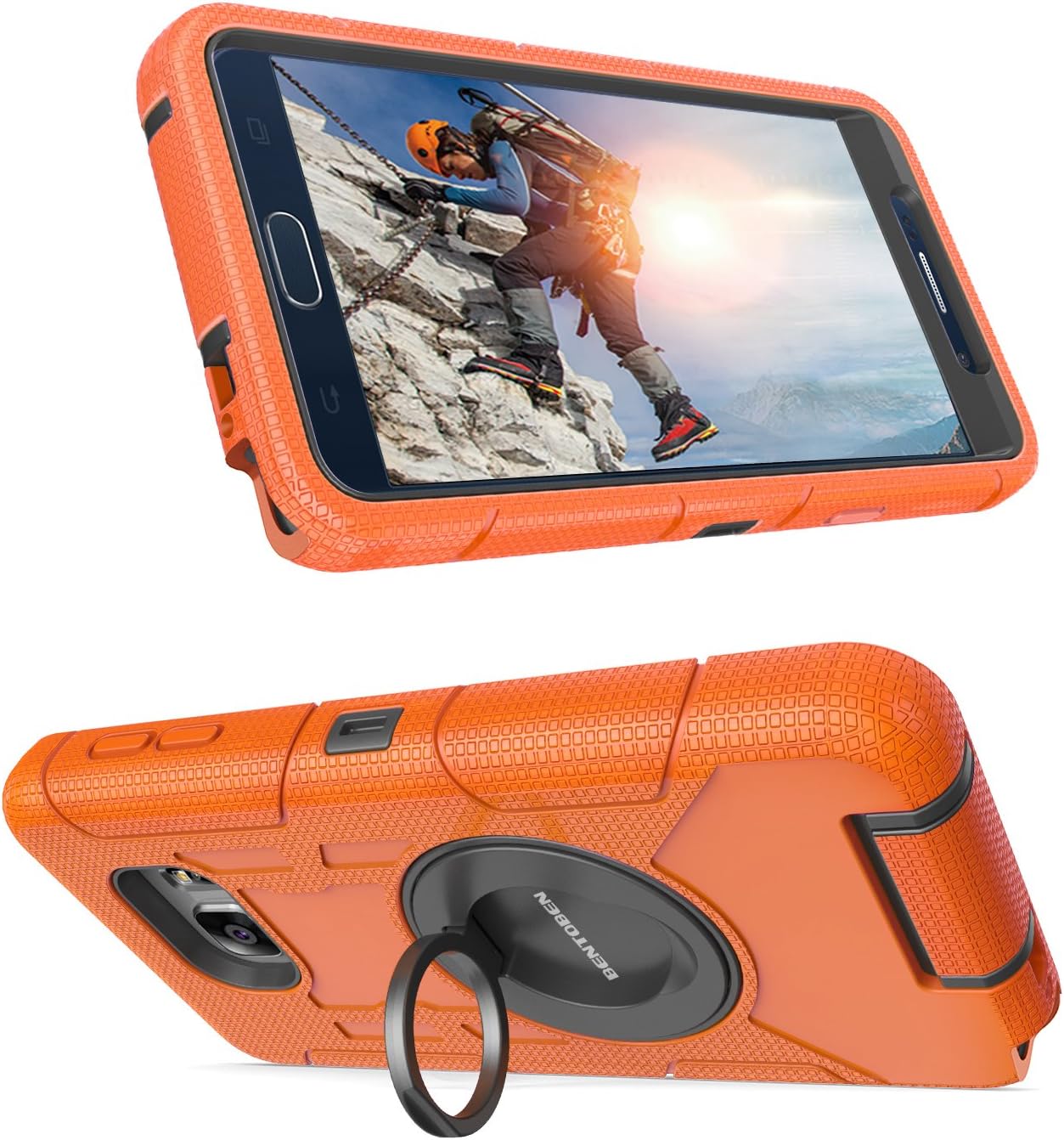 Note 5 Case, Galaxy Note 5 Case, BENTOBEN Samsung Galaxy Note 5 Case Shockproof Heavy Duty Hybrid Full Body Rugged Holster Protective Case for Samsung Galaxy Note 5 with Kickstand + Belt Clip, Orange
