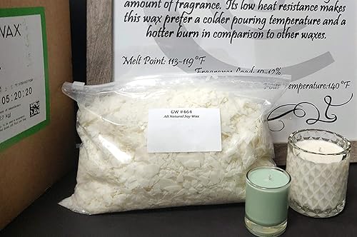 Miniatura 4 de Golden Brand 464 copos de cera de soja, cera de soja natural al por mayor para suministros de fabricación de velas (45 libras), blanco, GW-464