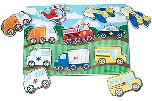 Melissa & Doug Vehicles Wooden Peg Puzzle (8 Pieces)