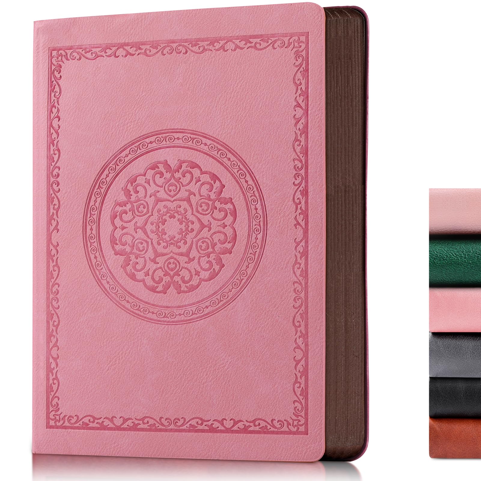 300 Pages Leather Blank Journal Notebook,Softcover Leather Blank Journal Notebook for Women Men,300 Pages Notebook for Work,Office,School Note Taking,5.7'' X 8.3'',pink