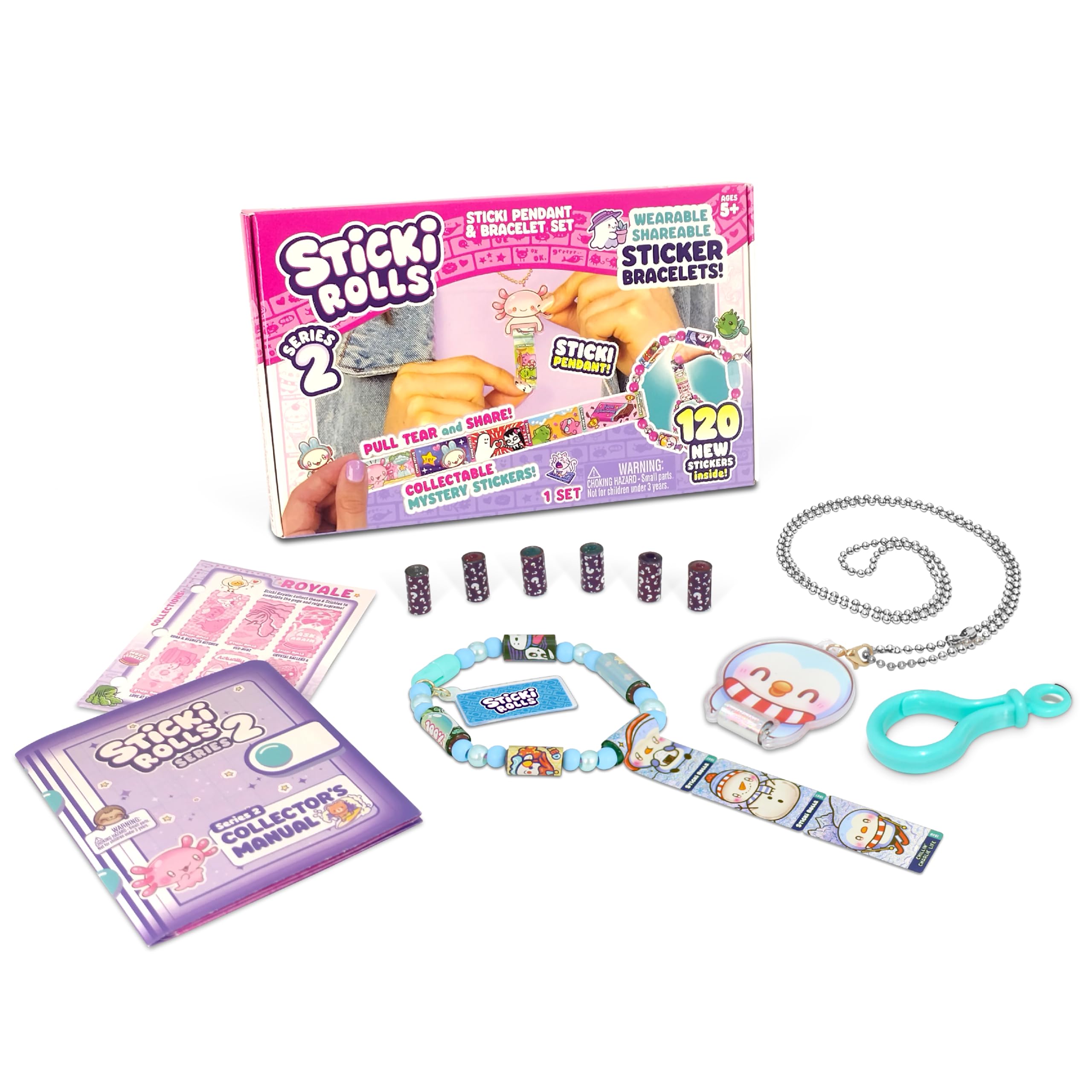 STICKI Rolls Sticki Pendant – The Original Wearable & Shareable Sticker Pendant with 120 Mini Stickers, 6 Mystery Reveal Sticki Rolls, DIY Art & Craft Activity, Collectible Toy for Ages 5, 6, and Up-image-26