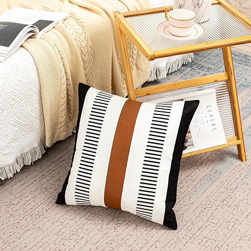 Miniatura 4 de HOEMCE Juego de 2 fundas de almohada decorativas de granja de 22 x 22 pulgadas para sala de estar, sofá y cama, funda de cojín neutra moderna de