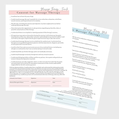 Miniatura 7 de Masajista Terapeuta Consumo de Cliente, Consentimiento, Notas de Jabón Combo Masculino y Femenino  Formularios con Historial Médico Tratamiento y