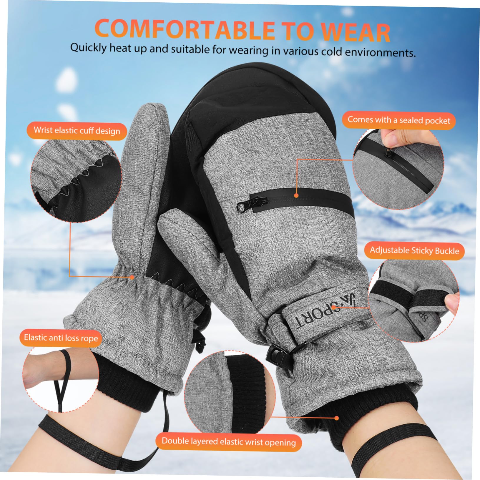 Winterhandschuhe Herren Damen Isoliert Winddicht Touchscreen Skihandschuhe Outdoor Schneehandschuhe