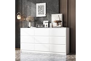 Hitow Cómoda Moderna de 9 Cajones Blancos Para Dormitorio (63&quot; Ancho)