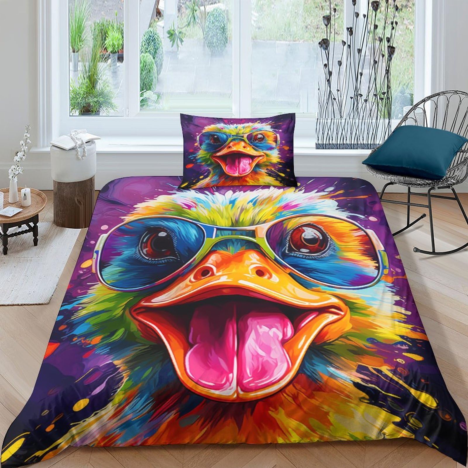 OPANZYYDE Duck Duvet Cover 3 PCS Hotel Quality Quilt Cover Bedding Sets Bed Covers with Pillowcases with Zipper Closure Ultra Soft Hypoallergenic Microfiber Single（135x200cm）
