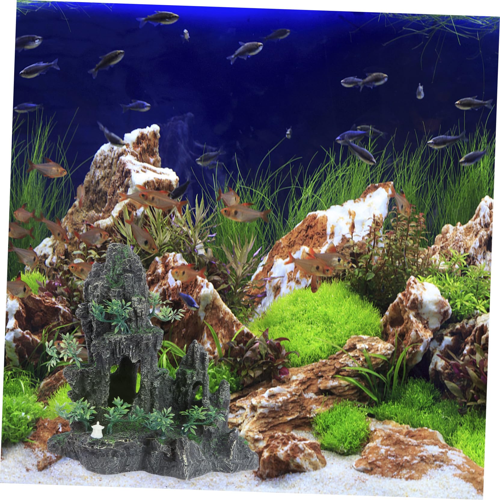GANAZONO Żywiczne Dekoracje Do Akwarium Peak Decor Akcesoria Do Akwarium Piękna Górska Skała Śrowiska Wodnego