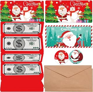 Christmas Gifts, 2 Pack Christmas Money Holder with 10 Bill Slots and 4 Card Slots, Surprise Cash Gift Card Holders with Envelopes for Kids Adults, Fun Ways to Give Money Ideas