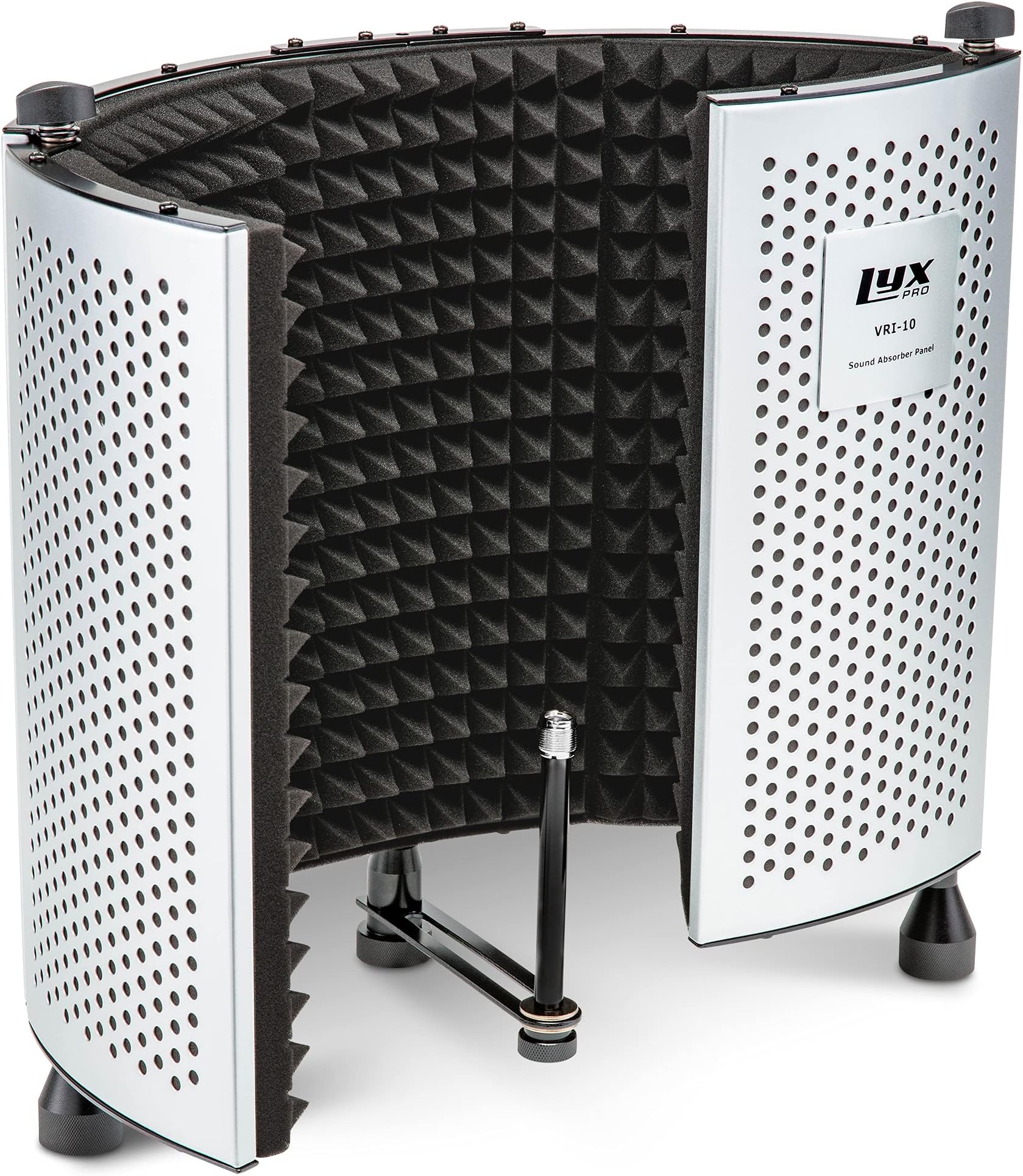 LyxPro VRI-10 Vocal Sound Absorbing Shield For Studio Home And Office Recording Acoustic Isolation Microphone Foam Panel Shield – Portable And Adjustable Stand Mount or Desktop Use