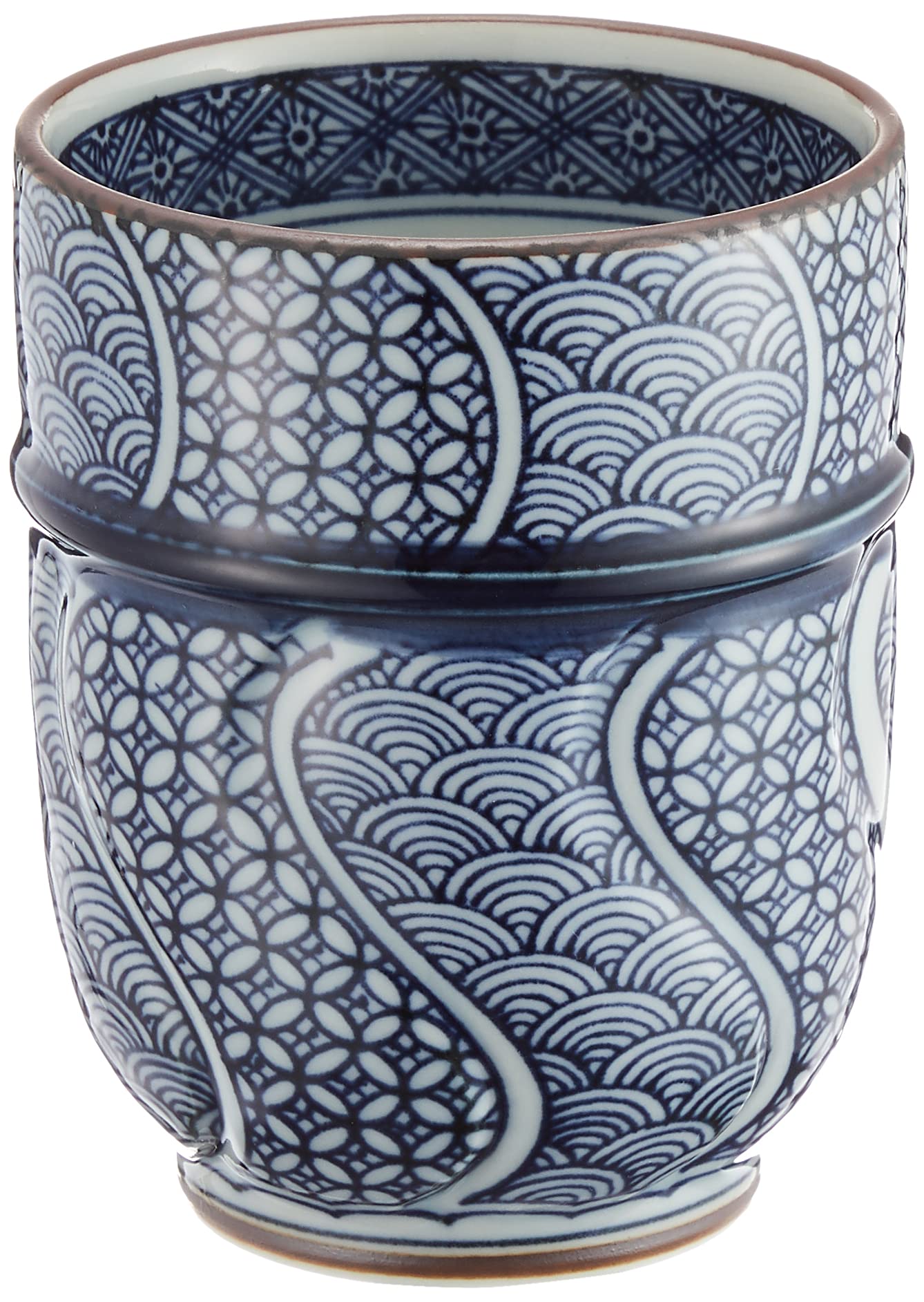 Amazon｜浜陶 波佐見焼 高山陶器 蓋付湯呑 直径8cm 地紋織り 青 378515