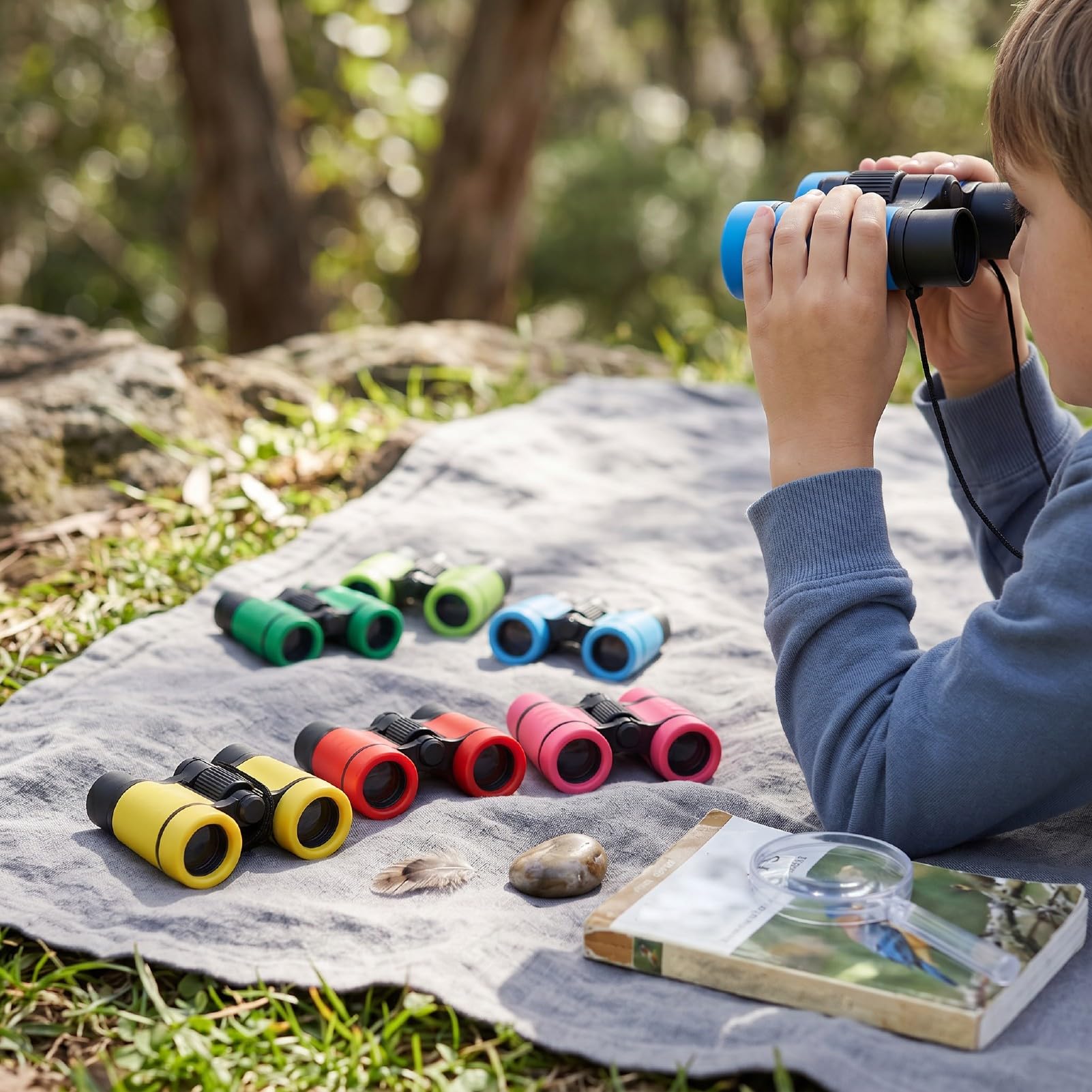Tonysa Binocolo per Bambini 8 Pezzi con Ingrandimento 4x e Ampia Visione del Campo per attività in Classe di Campeggio di Birdwatching