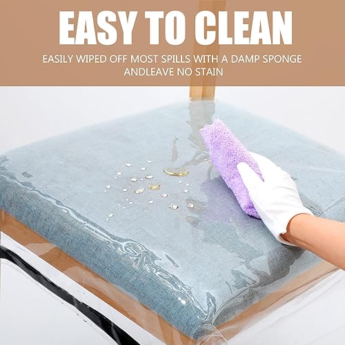 Miniatura 4 de Kigley 8 fundas de plástico para sillas de comedor, fundas de asiento de plástico transparente, resistentes a manchas de agua, gatitos, resistentes