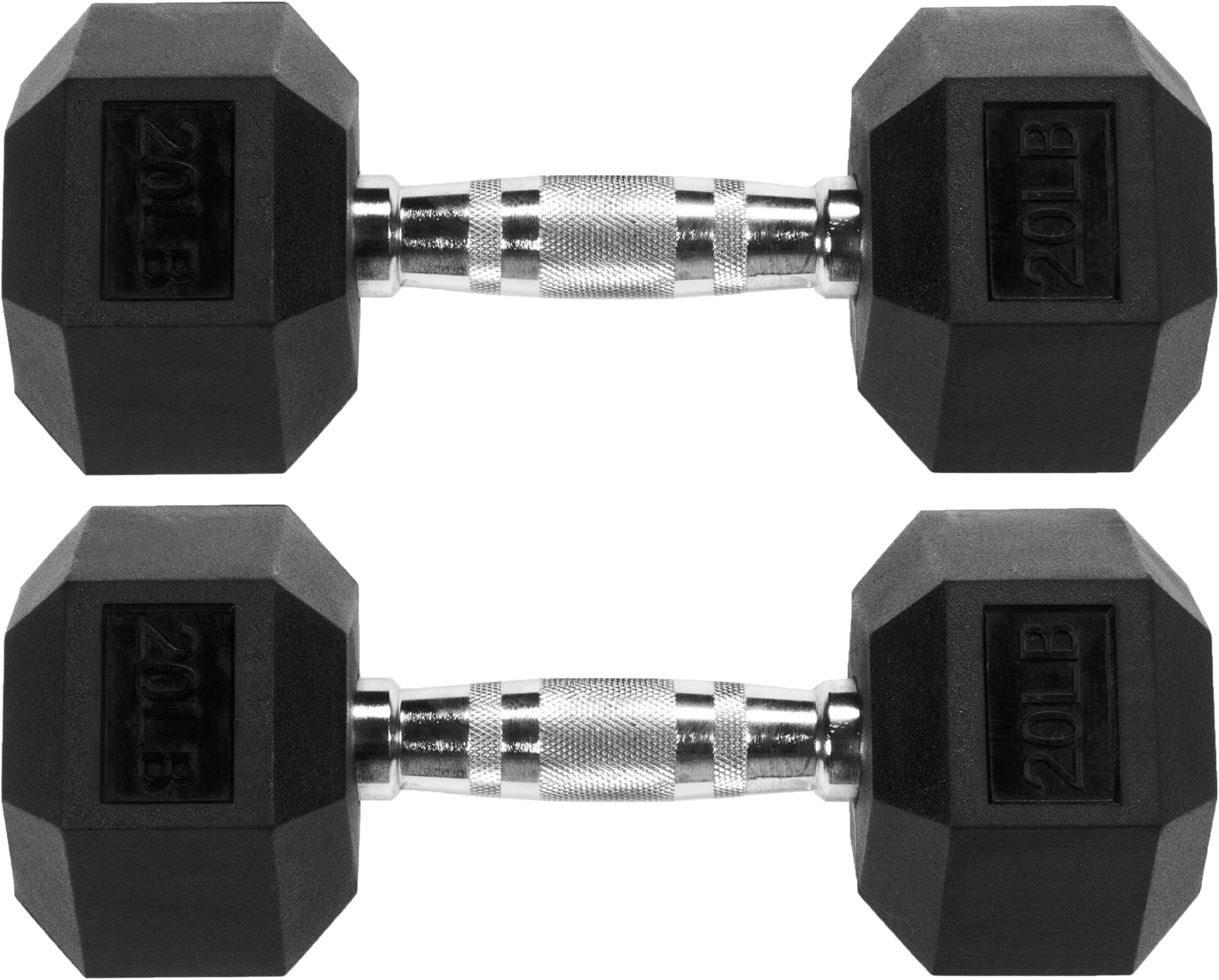 Fitvids Rubber Encased Hex Dumbbell, 20LB Pair