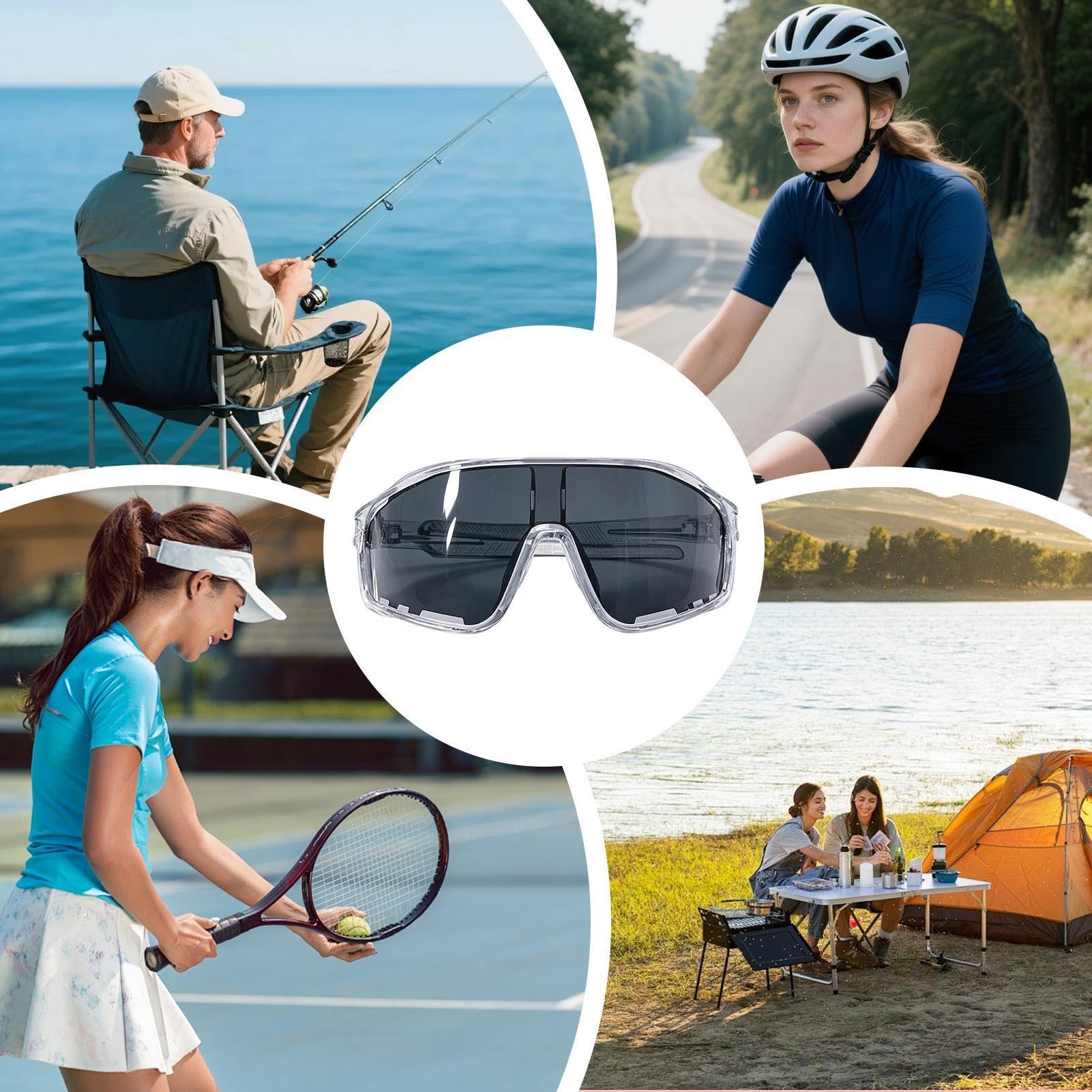Occhiali da sole fotocromatici adattivi, unisex, da corsa, 14,2 x 13 x 6 cm, lenti che cambiano luce, occhiali protettivi per sport all'aria aperta, ciclismo e comfort quotidiano alla luce del sole