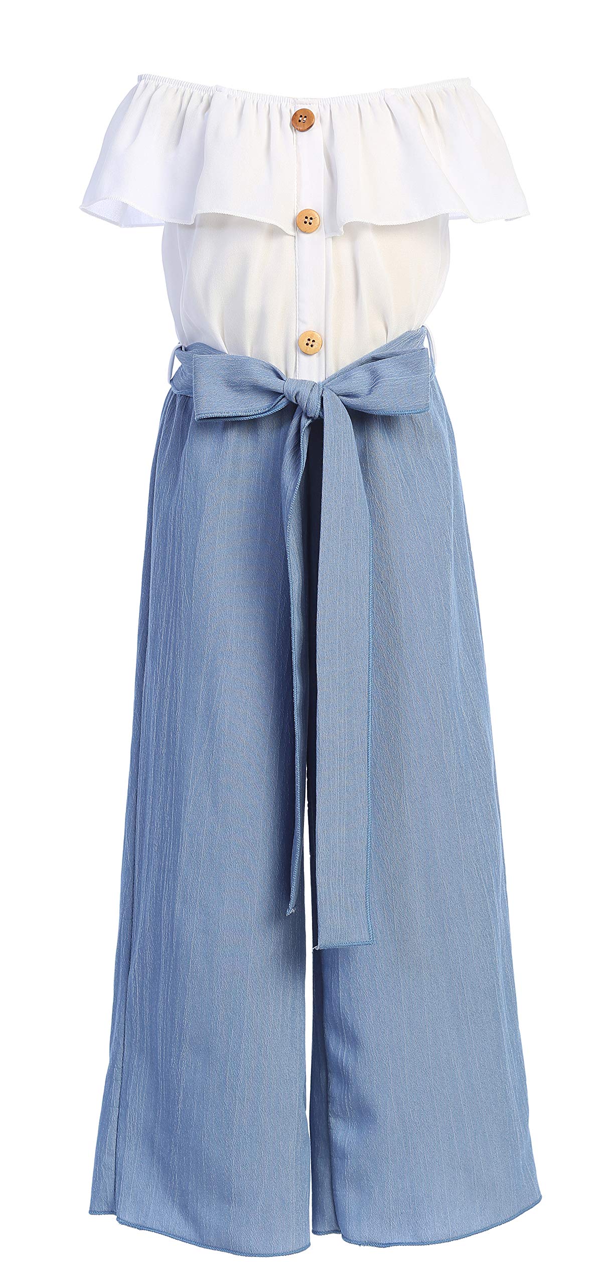 iGirlDress Girls Wide Leg Off Shoulder Elegant High Waist Rompers Palazzo Pants Trousers Jumpsuits USA 4-14