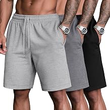 Evervibe 3 Pack Big and Tall Mens Sweat Shorts | 9" Cotton Blend Plus Size Shorts, with Pockets, Drawstring Workout SweatShorts, Casual, Summer, Athletic, Gym Joggers