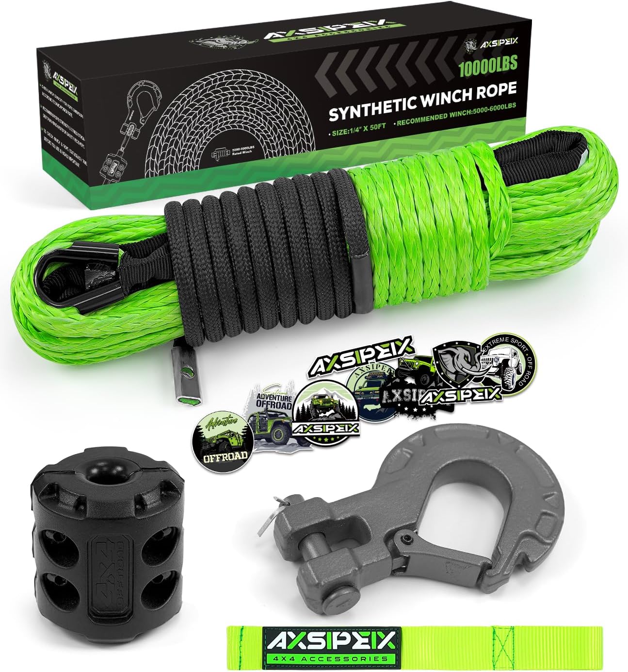 VEVOR Blue Synthetic Winch Rope 100 Ft. X 3/8 In. Winch Line Cable With G70 Hook 18 740 Lbs 12 Strands With Protective Sleeve Jps9 530mjpsbl001v0 - Foto 6