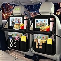 Vista 1 de Organizador de asiento trasero de automóvil de 2 piezas con bandeja plegable, 9 + 2 bolsillos, organizador y almacenamiento para automóvil