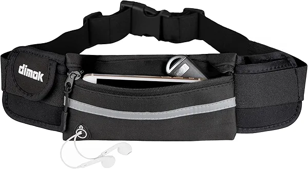 dimok Running Belt Waist Pack - Water Resistant Runners Belt Fanny Pack for Hiking Fitness – Adjustable Running Pouch for Phones iPhone Android