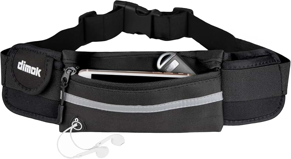 Dimok Running Belt Waist Pack - Water Resistant Runners Belt Fanny Pack for Hiking Fitness – Adjustable Running Pouch for Phones i