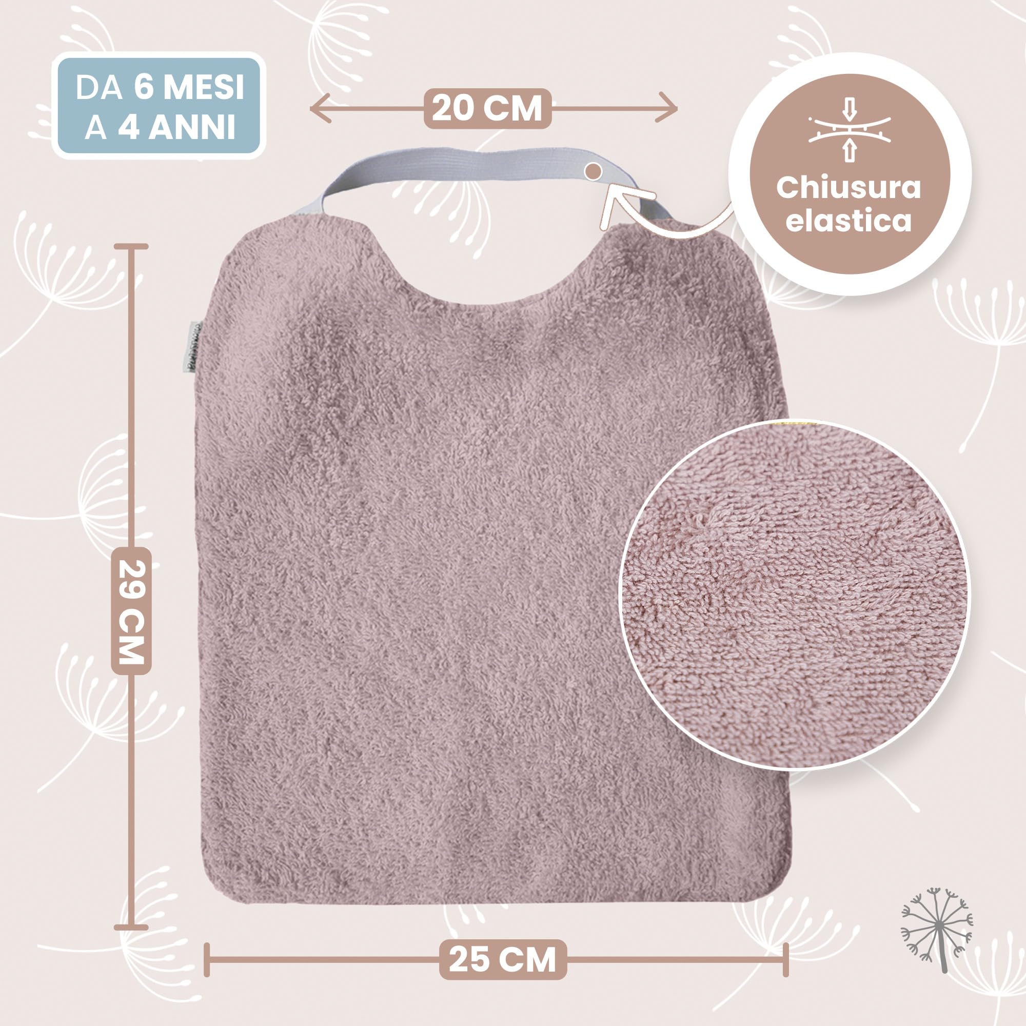 MIMUSELINA Bavaglini Asilo con Elastico Confezione da 5 - Bavaglini Impermeabili con Elastico in Spugna per Asilo e per Promuovere l’Autonomia - Bavaglini Grandi Lavabili con Interno Impermeabile