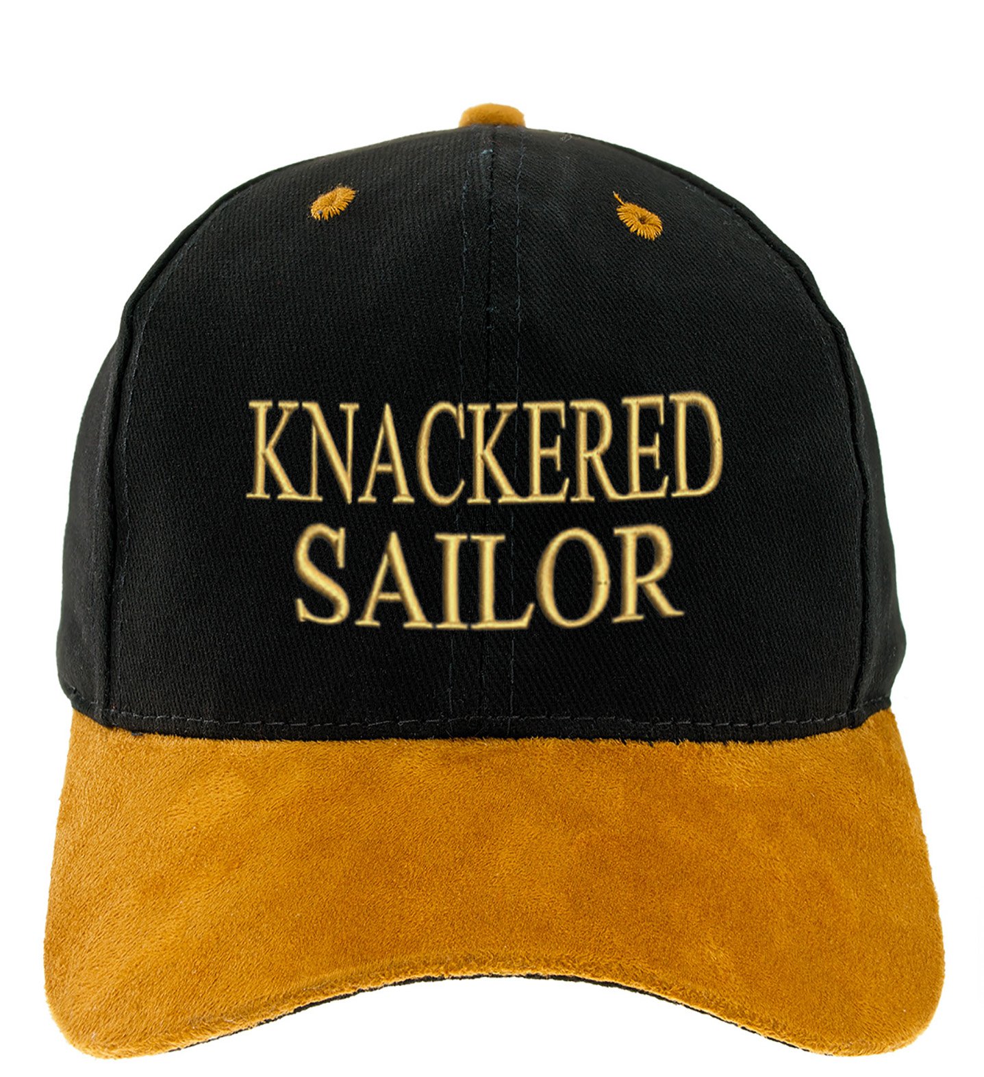 4Sold Boys Knackered Sailor 100% Cotton Ancient Mariner, Captain Cabin Crew First Mate Anchor Yachting Baseball Cap Inscription Lettering Black Gold (Knackered Sailor)