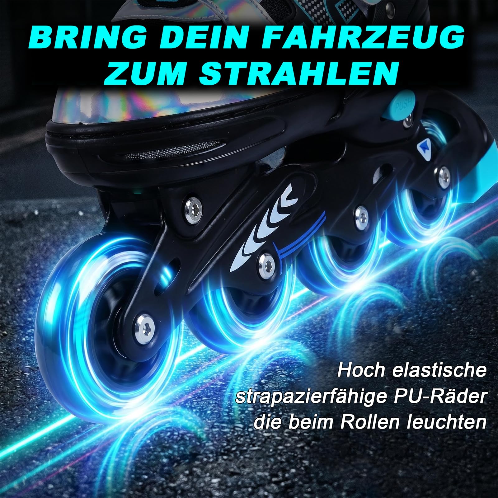 Inline Skates Kinder Verstellbare Rollschuhe für Jungen Mädchen | 4 Größen verstellbar, 3 Größenauswahl; 4 leuchtende Räder, Sport für drinnen und draußen, Geschenk für Kinder