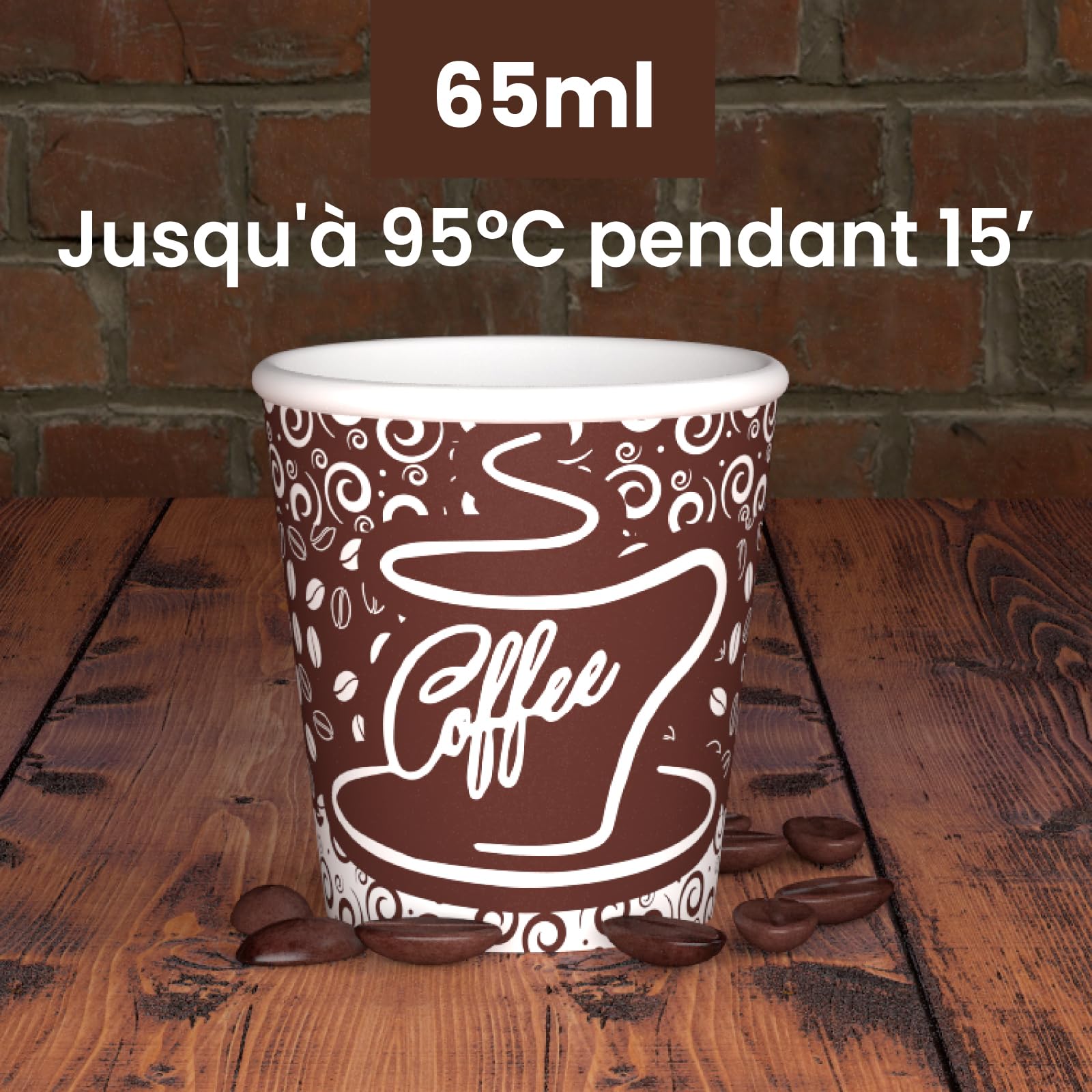 Eurocali 1000 Gobelet à Café en Carton, Écologique et Jetables, Idéal pour Espresso, Résistant à la Chaleur, 65ml