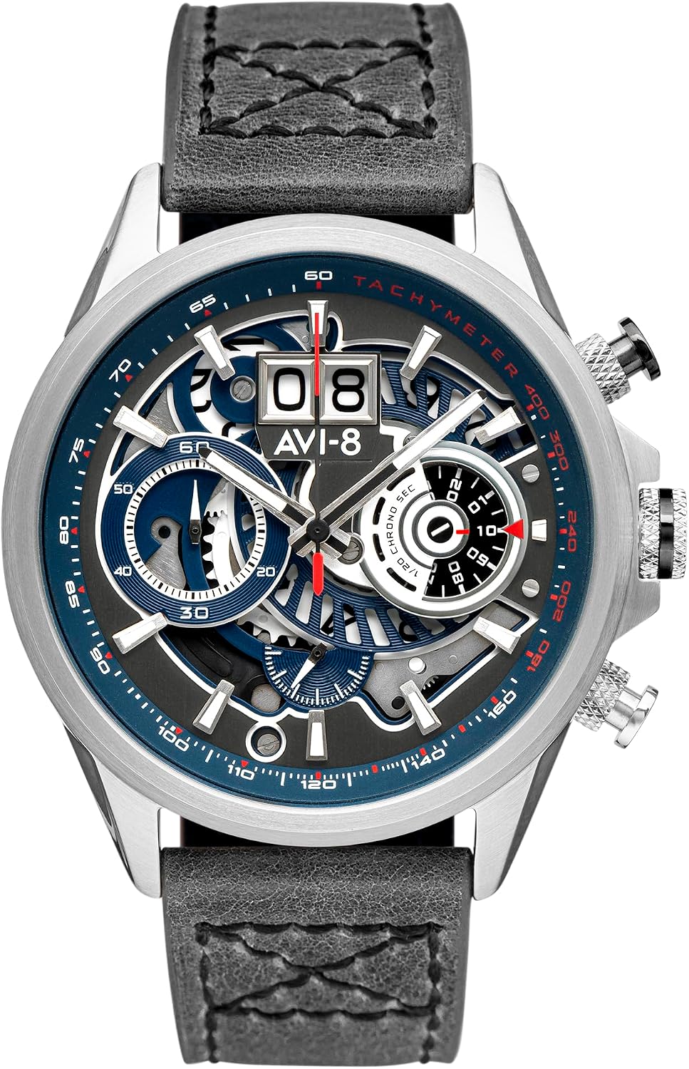 AVI-8 Men's 45 mm Hawker Harrier Matador Chronograph Japanese Quartz Pilot Watch with Genuine Leather Strap AV-4065