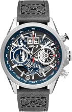 AVI-8 Mens 45mm Hawker Harrier Matador Chronograph Japanese Quartz Pilot Watch with Genuine Leather Strap AV-4065