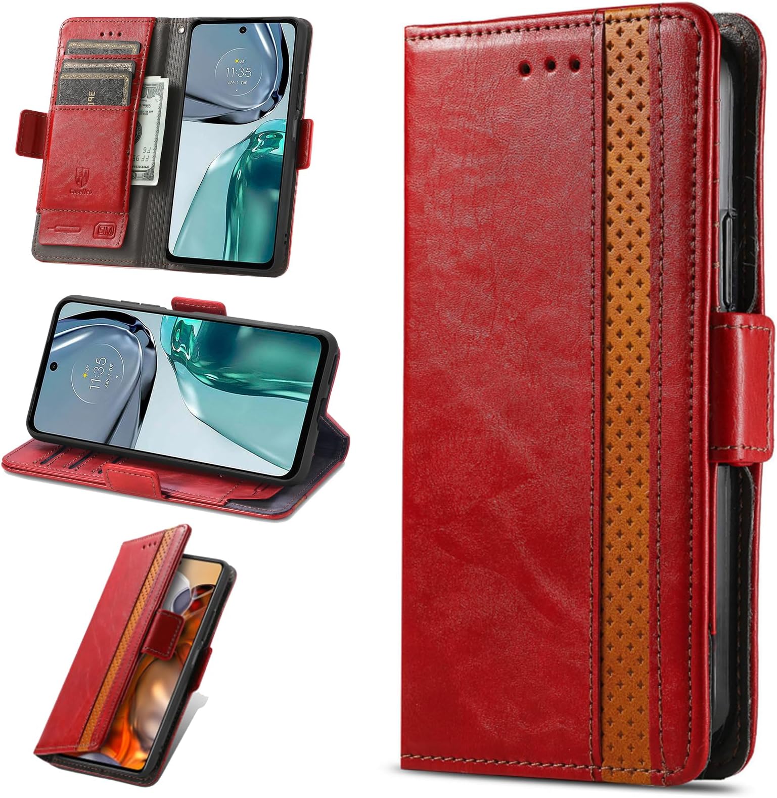 Cover Compatible with Vivo X90s 5G,Compatible with Vivo X90s 5G V2241HA 【PU Leather + Shell】【Card Holder】【Flip Stand】Wallet Case Red