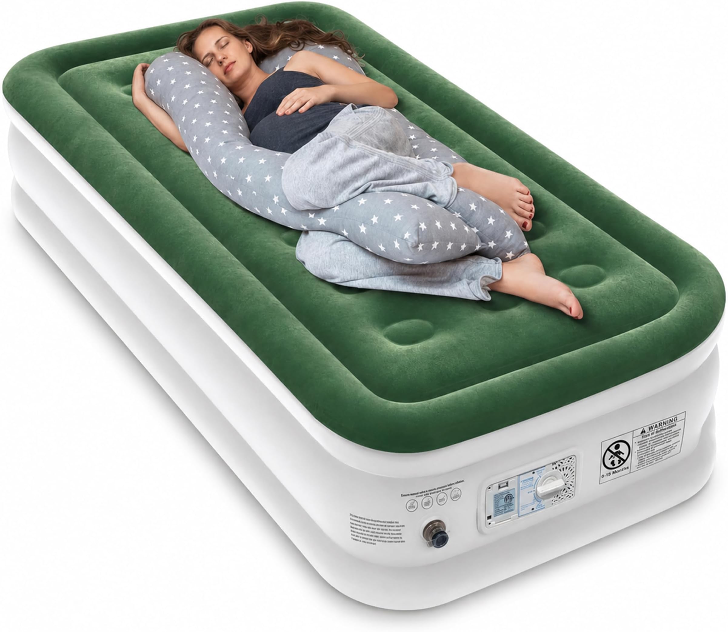 Zearna Air Mattress with Built in Pump - Upgraded Twin Blow Up Mattress, 2 Mins Quick Self Inflatable,18"/650lbs Max, Strong Support, for Camping,Home,Guests,Portable Travel