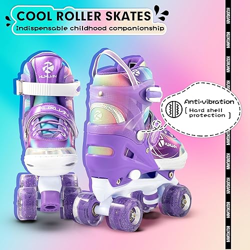 Miniatura 6 de Patines de ruedas para niños y niñas, 4 tamaños ajustables para mujer con ruedas iluminadas para niños, deportes e interiores y exteriores