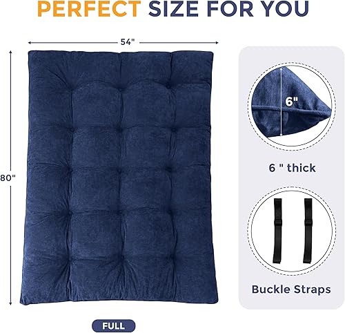 Miniatura 2 de MAXYOYO Colchón japonés de suelo tamaño completo, colchón futón plegable de 6 pulgadas con mechones que se enrolla como cama de suelo, alfombrilla