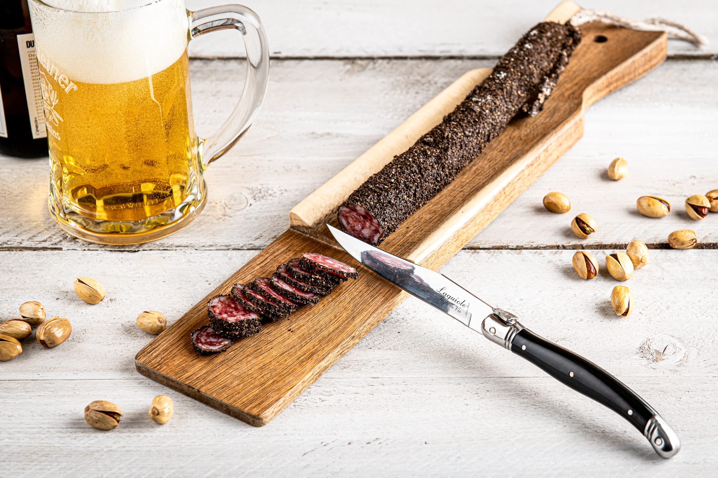 Laguiole Style de Vie salsiccia con coltello, legno di acacia