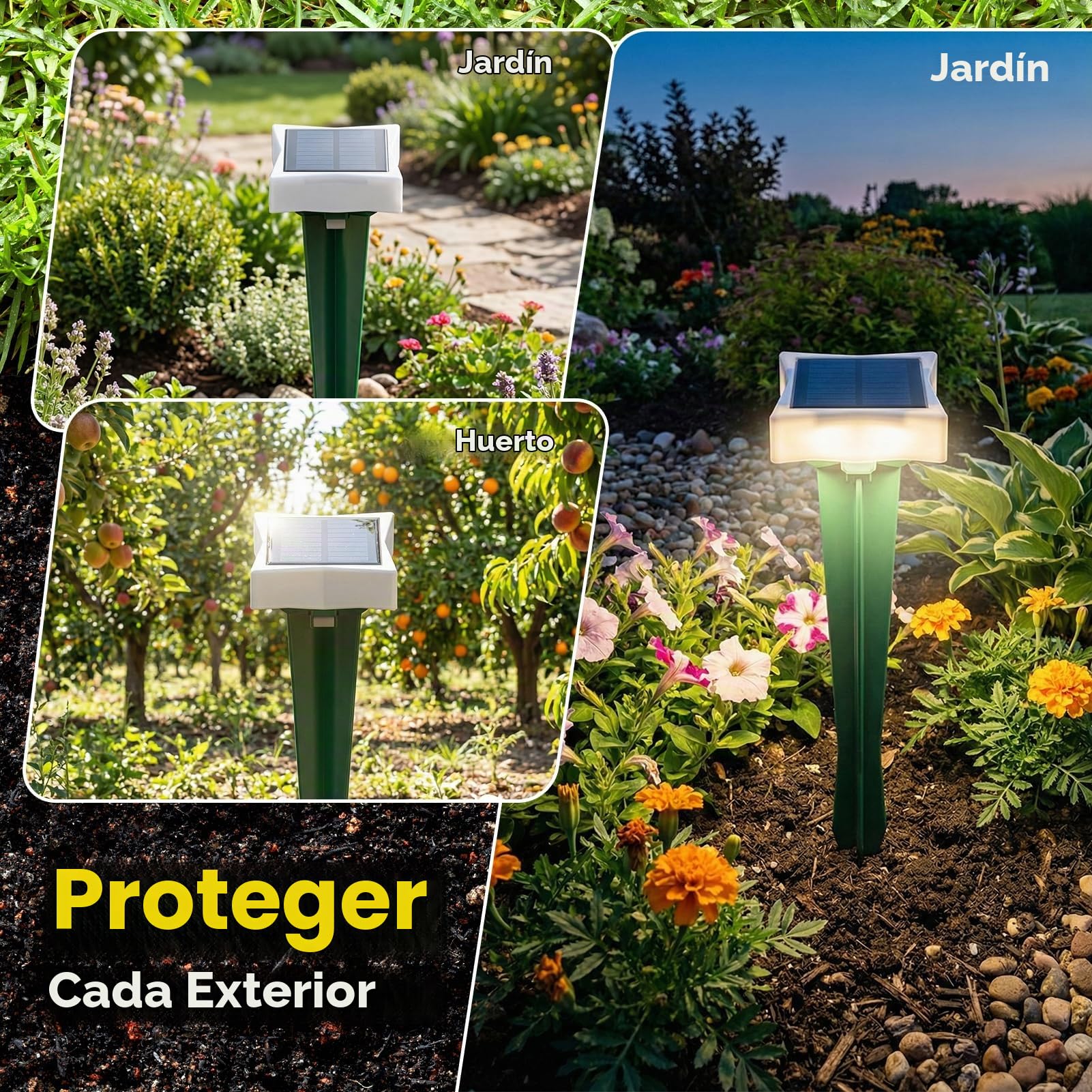 Repelente Gatos Solar con LED y 3 Modos, Paquete de 4 Ahuyentador Gatos para Jardín, Amplio Alcance y Protección contra el Agua Ahuyentador De Jabalies Ultrasónico para Topos, Ratas