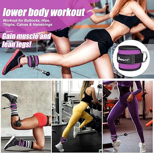 Miniatura 6 de Ankle Strap for Cable Machine, Gym Ankle Cuff for Kickbacks, Leg Extensions, Glute Workouts, Booty Hip Abductors Exercise for Women and Men
