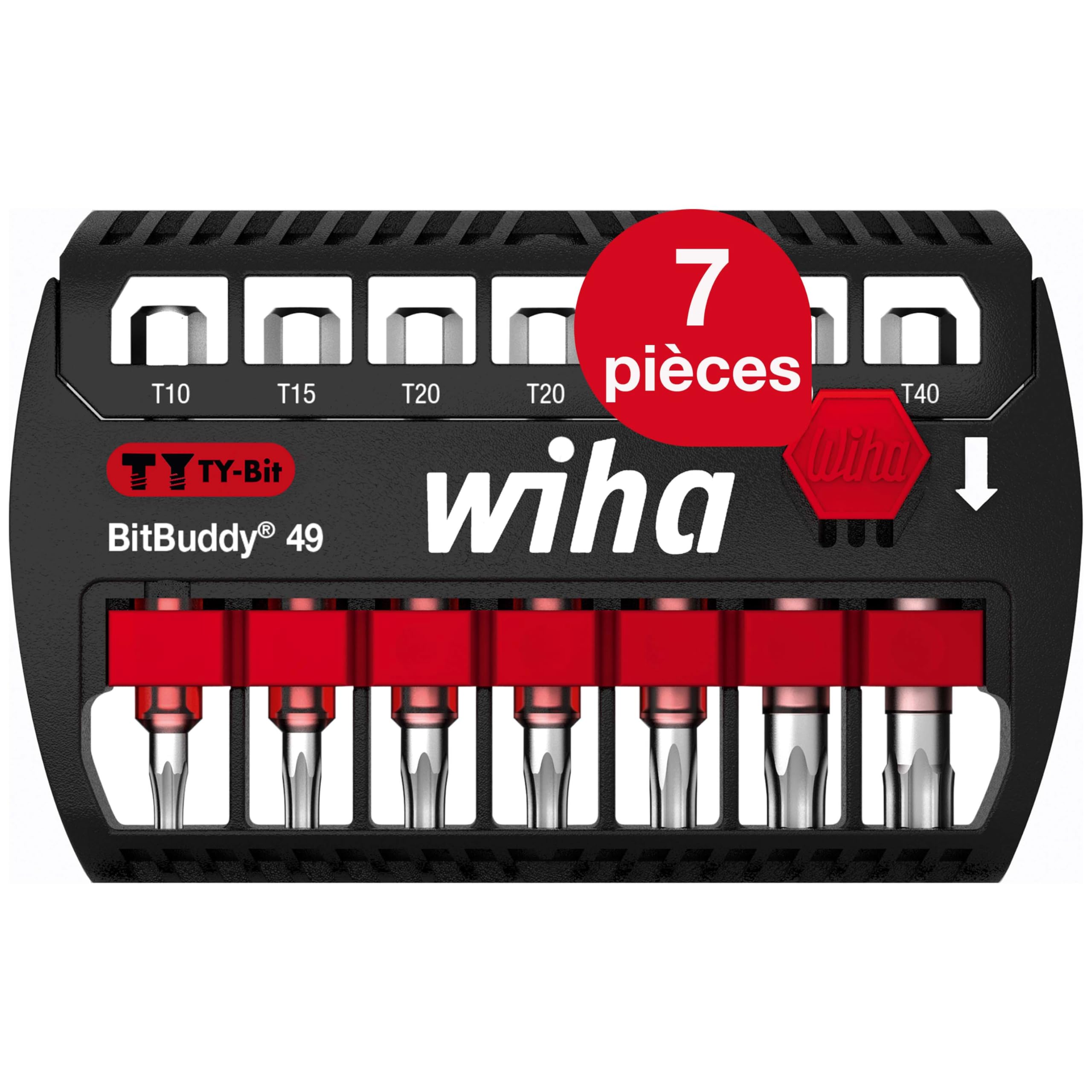 Jeu dembouts TORX Wiha 42115 rouge pour éviter les vis foirées
