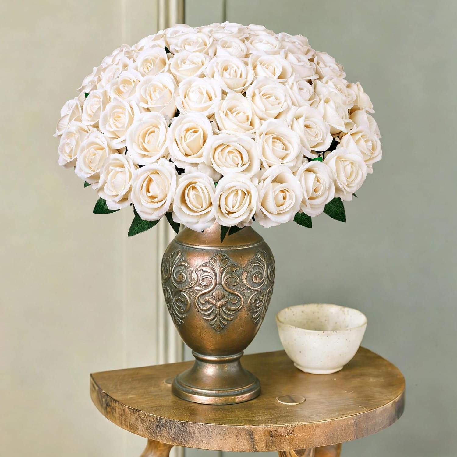 50 PCS Champagne Roses Artificial Flowers, Fake Roses with Stem Realistic Silk Rose for DIY Wedding Bouquets Table Centerpieces Arrangements Baby Shower Birthday Home Decor Valentines Day Gift for Her - Image 8