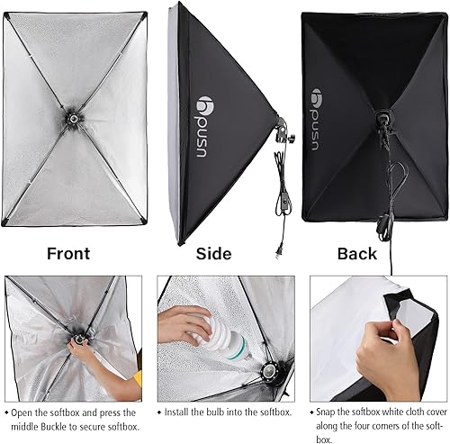 Miniatura 8 de HPUSN Sistema de soporte de fondo de 8.5 x 10 pies, kit de luz de estudio de video fotográfico, kit de iluminación Softbox Equipo de fotografía