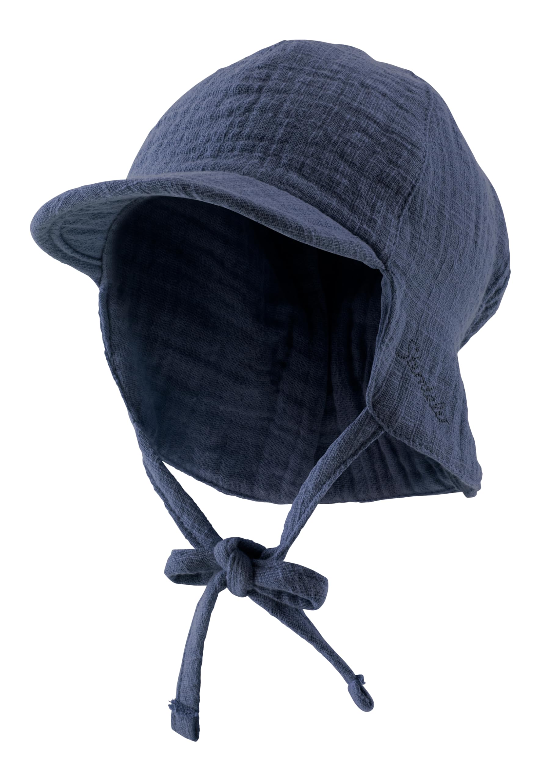Sterntaler Schirmmütze Nacken Uni - Jungen Mütze mit kleinem Nackenschutz und Bindeband - Sommermütze aus luftigem Baumwoll Musselin - Sonnenhut - Baby und Kinder Kopfbedeckung