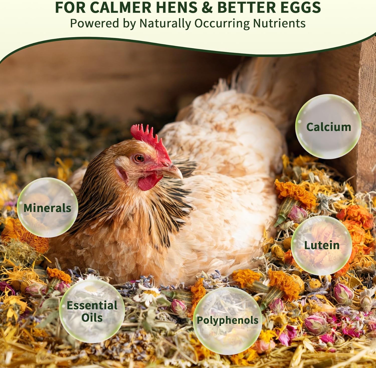 BGraceyy Chicken Nesting Herbs 32 oz – 11 Natural Dried Herb Blend with Marigold for Chicken Coop & Roost Refresh, Nesting Box & Dust Bath, Supports Natural Nesting Behavior