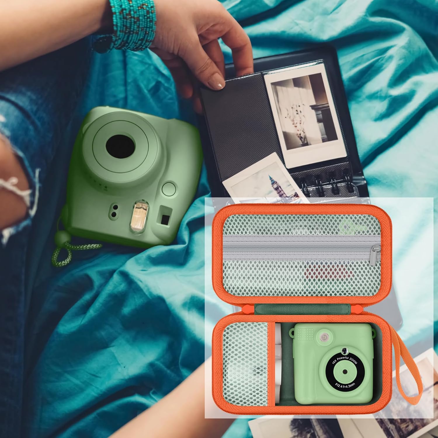 for ESOXOFFORE/Dylanto/MgaoLo/Gofunly/GKTZ/B0C3LSFRLR Kids Camera Instant Print Camera Hard Carrying Storage Case,Storage Case Compatible with Camera Toy and Print Paper,Mint Green Case - Image 8