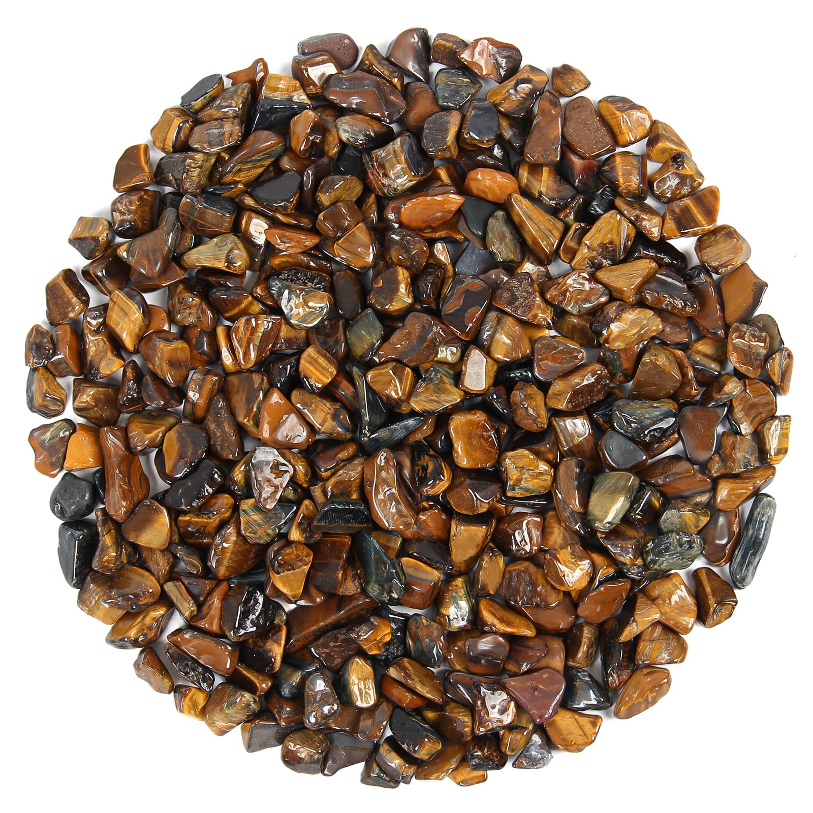 1.1lb Natural Crushed Tiger Eye Crystal Chips Bulk