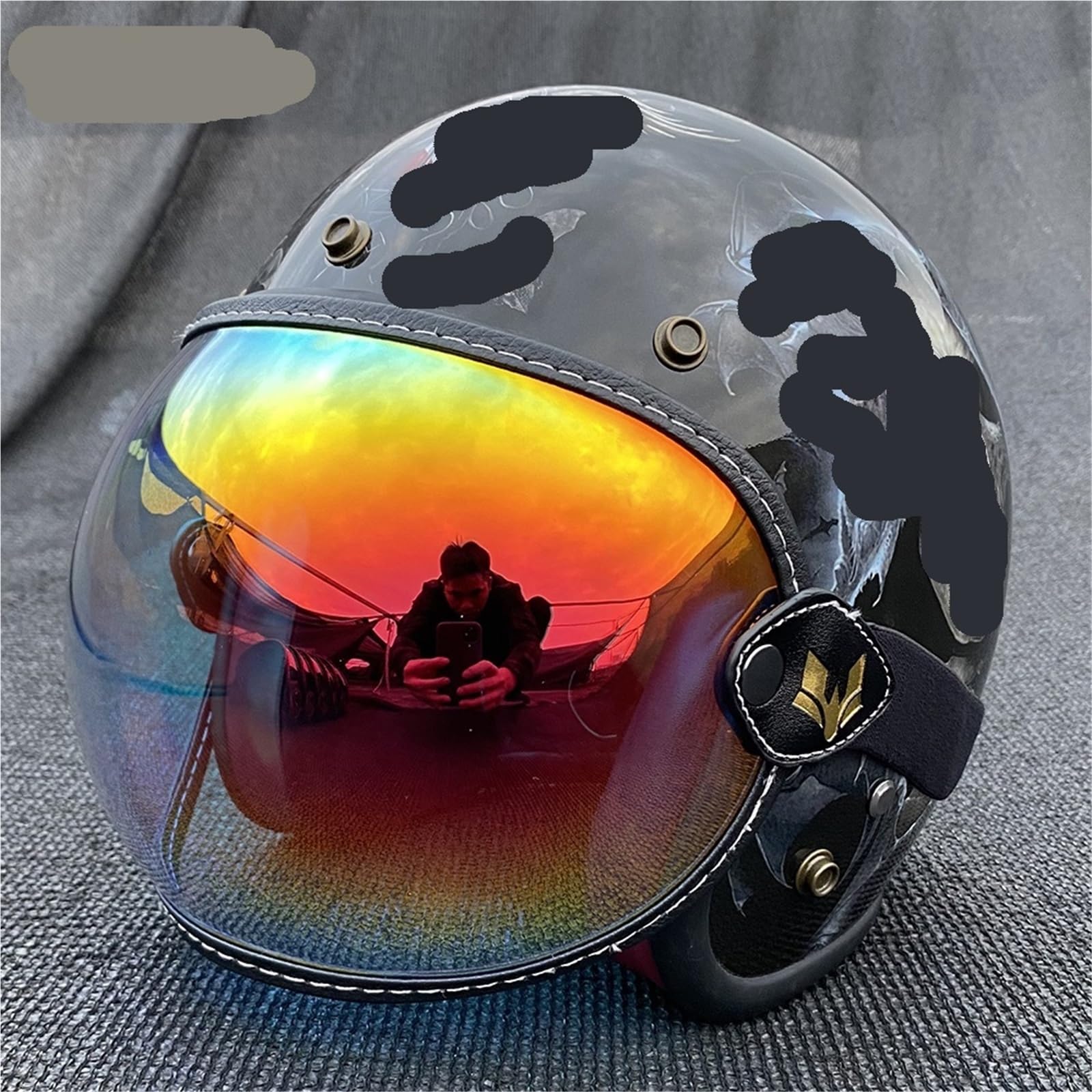 Visera Casco Moto Visera de casco abierto universal 3/4 con burbuja for parabrisas motocicleta, resistente al viento(Color 2)
