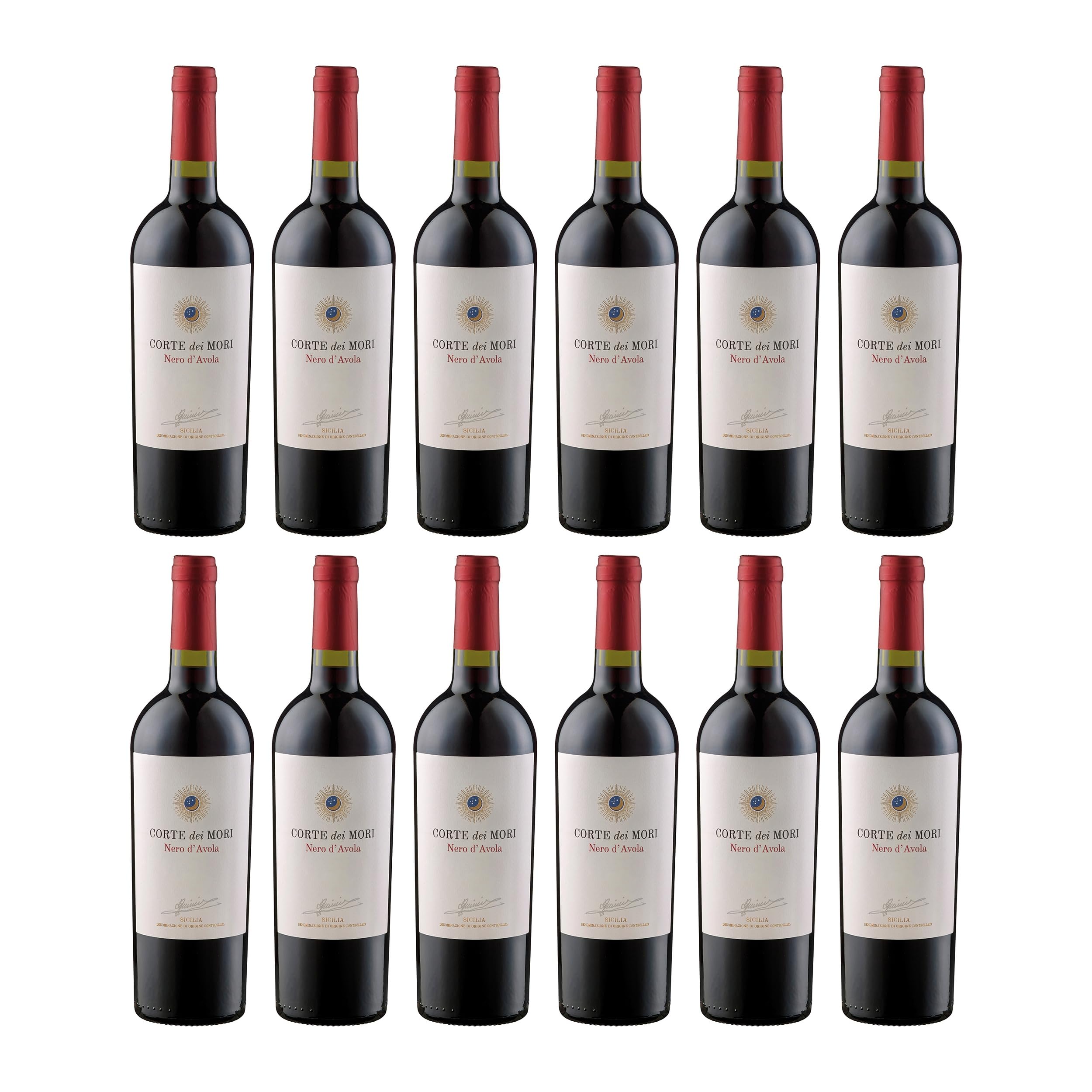 Corte dei Mori Nero d'Avola Et. Bianca Sicilia DOC Rotwein Rot trocken Italien inkl. FeinWert E-Book (12 x 0.75 l)