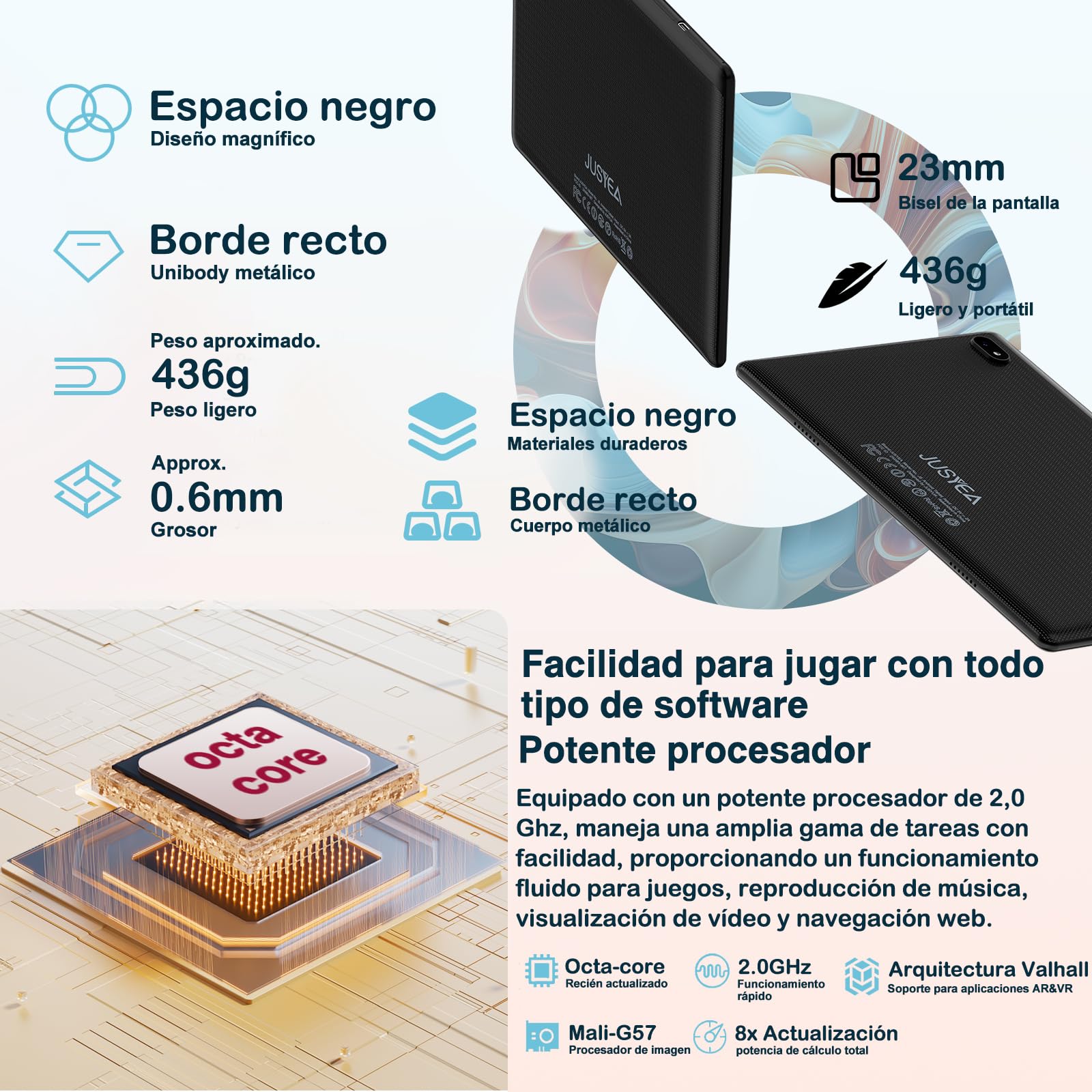Tablet da 11 pollici Android 14, 24GB RAM+256GB ROM/TF 2TB, 8-Core 2.0GHz, Batteria 8000mAh, UFS 2.2 Flash, BT5.0, 13+5MP, Widevine L1, Grigio