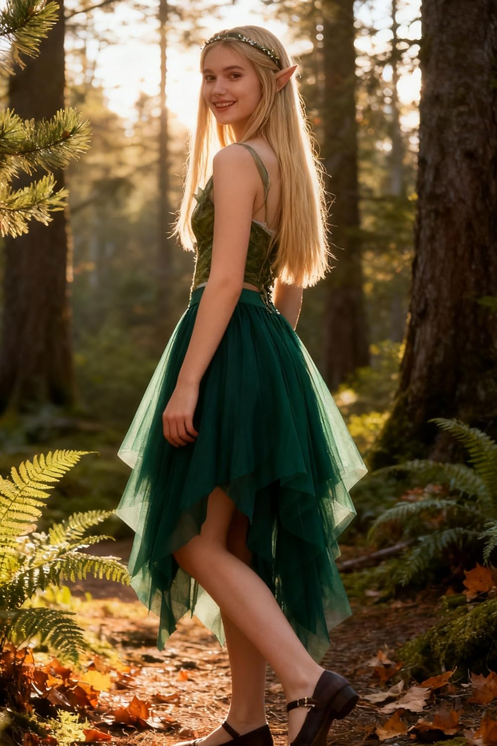 Dressever Women's Tulle Skirt A-Line High Elastic Waist Midi Skirt Irregular Layered Mesh Tutu Skirts - Image 3