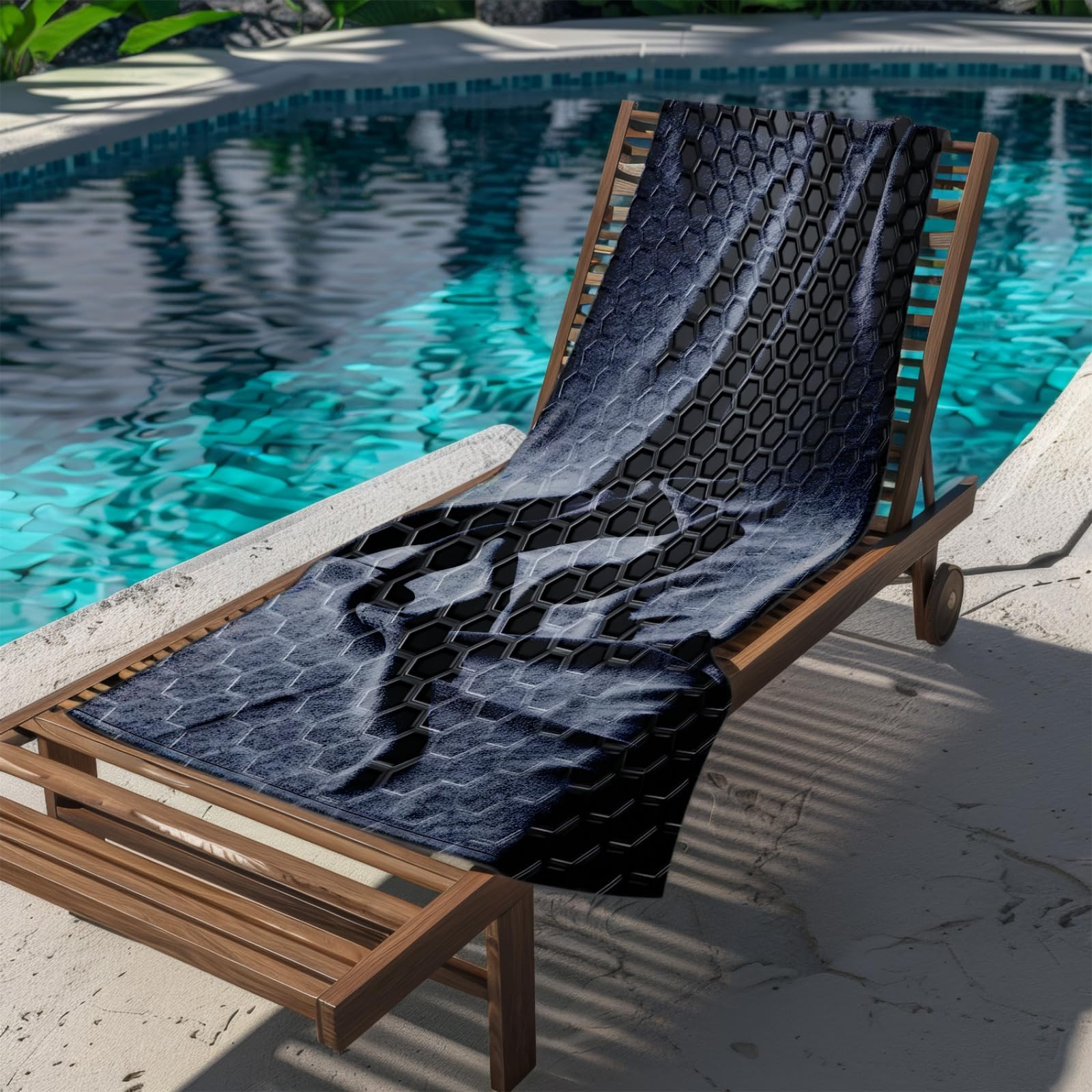 Telo Mare Grande Modello Geometrico Nero | Microfibra Telo Mare Antisabbia Leggero Compatto Asciugatura Rapida Assorbente Per Piscina Bagno Lavabile Fino