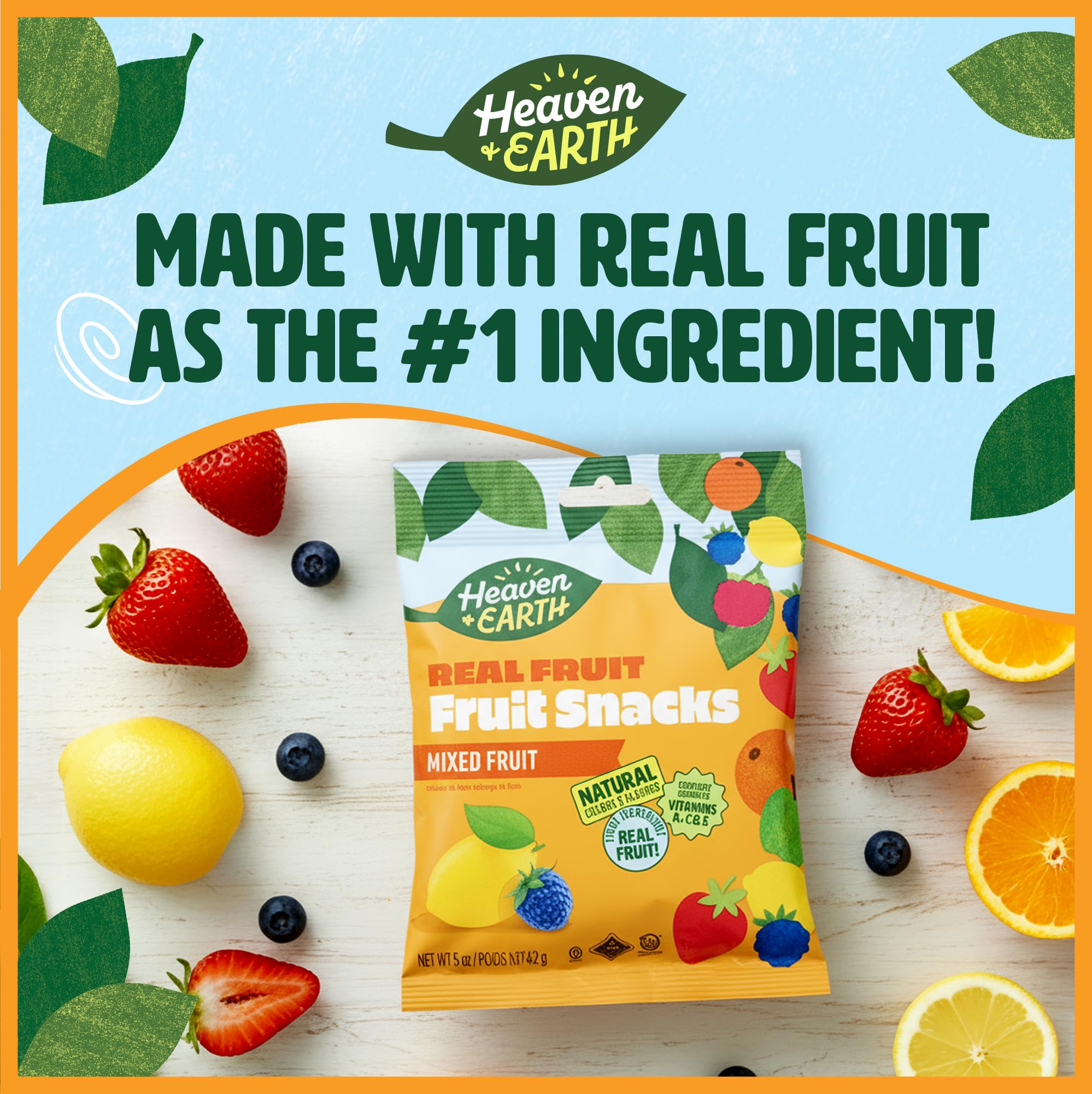 Amazon.com: Heaven & Earth Fruit Snacks, Mixed Fruit, 5 oz | Real